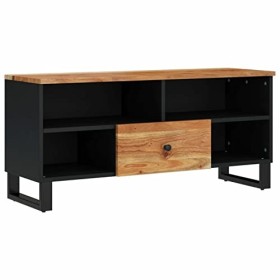 ZEYUAN Meuble TV 100x33x46 cm Bois dacacia Solide et dingénierie,Meuble TV,Table Basse Salon Meuble TV,Table Basse LED Coul