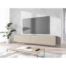 Meuble TV Donna, Largeur 180 cm, Lowboard TV, Debout ou Suspendu, Meuble Salon, Panneaux de Particules stratifiés, Style Mode