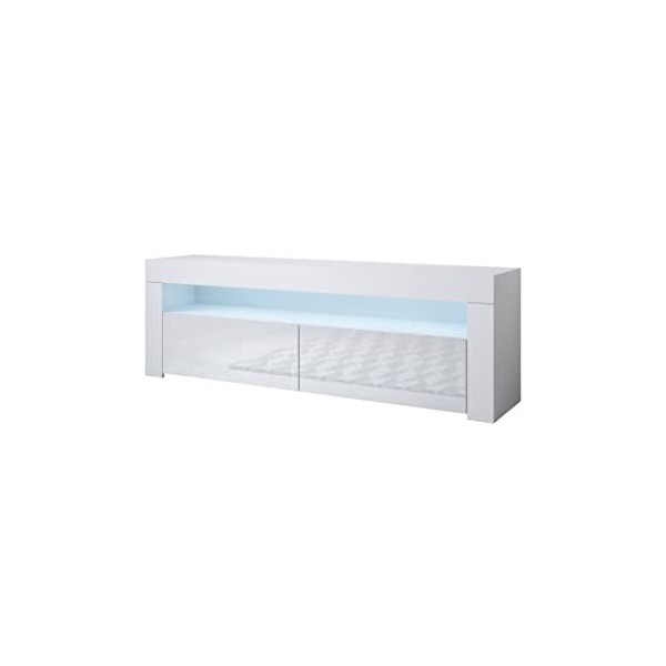 MB Muebles Bonitos | Meuble de Salon Moderne Support Meuble TV avec 2 Portes et Lumières LED | Modèle Aker | 140 x 50,5 x 35c
