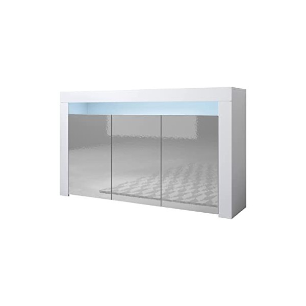 MB Muebles Bonitos | Meuble de Salon Moderne Support Meuble TV avec 2 Portes et Lumières LED | Modèle Aker | 140 x 50,5 x 35c