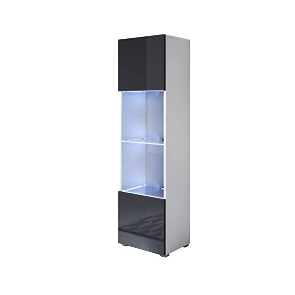 MB Muebles Bonitos | Vitrine Armoire Meuble de Rangement Luke V6 | Largeur 40 x Hauteur 167 x Profundeur 29 cm | Avec LED | M