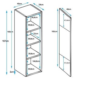 MB Muebles Bonitos | Vitrine Armoire Meuble de Rangement Luke V6 | Largeur 40 x Hauteur 167 x Profundeur 29 cm | Avec LED | M