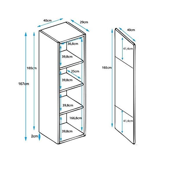 MB Muebles Bonitos | Vitrine Armoire Meuble de Rangement Luke V6 | Largeur 40 x Hauteur 167 x Profundeur 29 cm | Avec LED | M