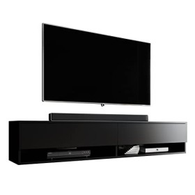 Furnix Alyx - Meuble TV bas - 180 x 34 x 32 cm l x H x P - Sans éclairage LED - 2 compartiments avec porte « Push-Click » -