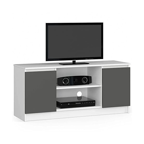 ADGO RTV K120 2D 1P CLP Meuble TV avec 2 placards et 2 étagères 120 x 55 x 40 cm, meuble bas pour téléviseur, meuble TV, meub