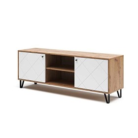 Vicco Meuble TV Nizza, Chêne Artisan/Blanc, 150 x 55.2 cm