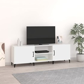 Annlera Meuble TV Blanc 150x30x50 cm Bois dingénierie Classique Banc TV Décorer Pièce Minimaliste Armoire TV Fonction daffi