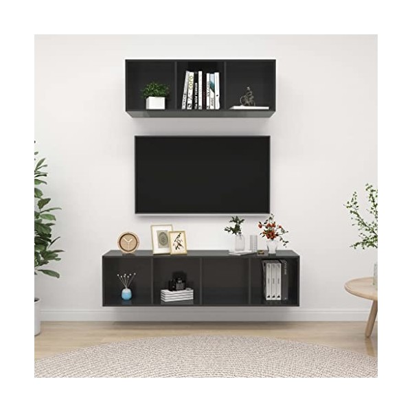 VEEKI Meuble TV, Meuble TV Suspendu, Meuble, Meuble TV avec Rangement，Meuble Industriel, Convient pour Salon ou Chambre, Ense