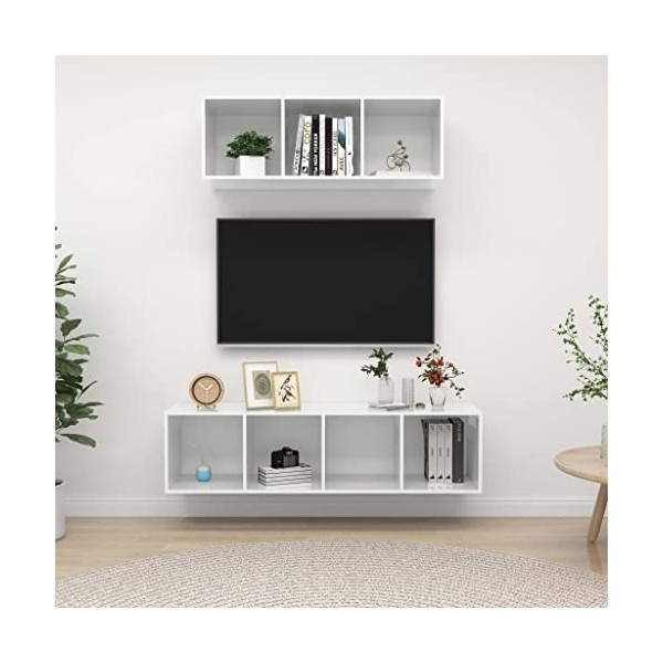 VEEKI Meuble TV, Meuble TV Suspendu, Meuble, Meuble TV avec Rangement,Meuble Industriel, Convient pour Salon ou Chambre, Ense