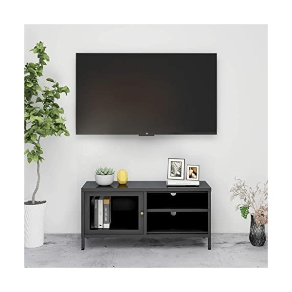 VEEKI Meuble TV, Meuble TV Suspendu, Meuble, Meuble TV avec Rangement，Meuble Industriel, Convient pour Salon ou Chambre, Anth