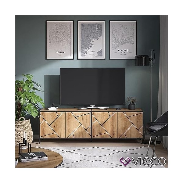 Vicco Meuble TV Hatto, Chêne, 156.8 x 50 cm