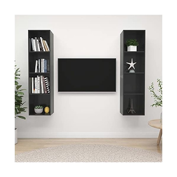 WREWING Meuble TV,Support pour Téléviseur Jusqu’à 50-80 Pouces,Table Télé avec Étagères Réglables,Bas Table TV Support de Tél