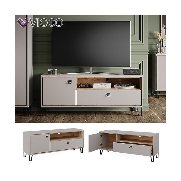 Vicco Meuble TV Tirion, Chêne Cachemire/Chêne de Force doré, 138.2 x 55.5 cm