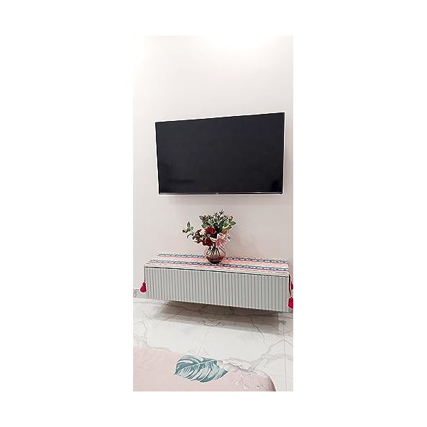 Housse de coussin multicolore pour console TV, meuble TV, décoration de festival de Diwali console de 2,5 m, 35,6 x 248,8 cm