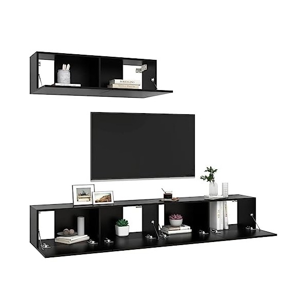 Générique Meubles TV 3 pcs Noir Aggloméré,47.25 KG,3078808, Meubles, Meubles TV