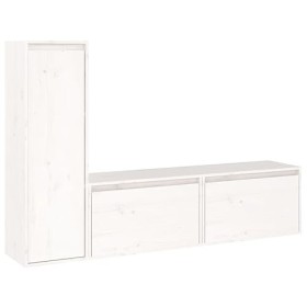 Générique Meubles TV 3 pcs Blanc Bois Massif de pin,21.6 KG,3100120, Meubles, Meubles TV