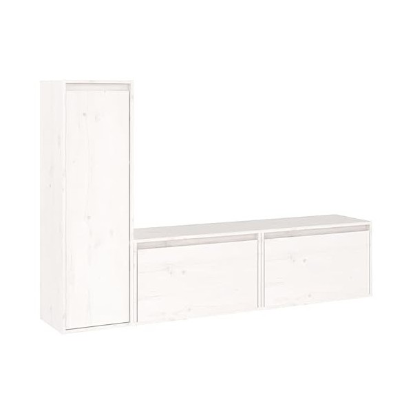 Générique Meubles TV 3 pcs Blanc Bois Massif de pin,21.6 KG,3100120, Meubles, Meubles TV
