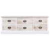 LAPOOH Meuble TV Blanc/Marron Clair 108x30x40 cm Bois Massif Paulownia,Meuble TV,Table Basse Salon Meuble TV,Table Basse LED 