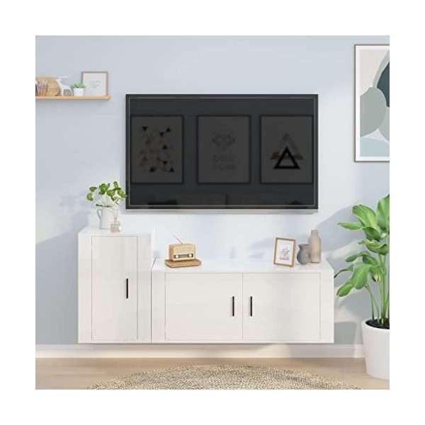 Meuble Tv,Blanc Tv,Comme Espace de Rangement, Meuble Bas Suspendu Ou Debout, Buffet Salon,Meuble TV Suspendu,Support de Télév