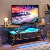 Bestier Meuble TV pour jeux vidéo de 140 cm avec lumière LED - Meuble TV industriel avec tiroir en tissu