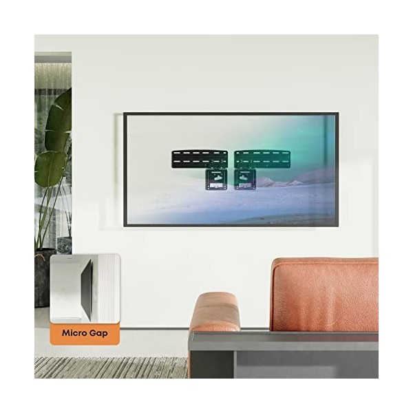 Support Mural Fixe pour 2021 Samsung TV, Micro Gap Support Mural TV pour téléviseurs 43-85 Pouces Neo QLED, QLED and Crystal 
