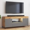 Selsey Gusto - Meuble TV avec LED/Banc TV avec LED Lancaster/Gris Mat, 137 cm 