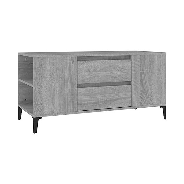 Higsose Meuble TV Salon Sonoma Gris 102x44,5x50 cm Bois dingénierie Armoire Télévision Dessus Stable et Robuste Vitrine daf