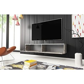 Meuble TV LOWBOARD D 140 cm, meuble TV suspendu, blanc, béton, meuble de salon moderne béton 