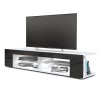 Vladon Buffet Bas Movie, Meuble TV avec 4 Compartiments Ouverts et placages décoratifs, Blanc Mat/Mûre Haute Brillance 134 x
