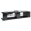 Vladon Buffet Bas Movie V2, Meuble TV avec 6 Compartiments Ouverts et placages décoratifs, Noir Mat/Noir Haute Brillance 134