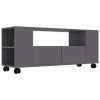 homiuse Meuble TV Gris 120x35x43 cm Aggloméré Bibliothèque Style Classique Support de TV Table TV Meuble Salon Armoire TV Cha