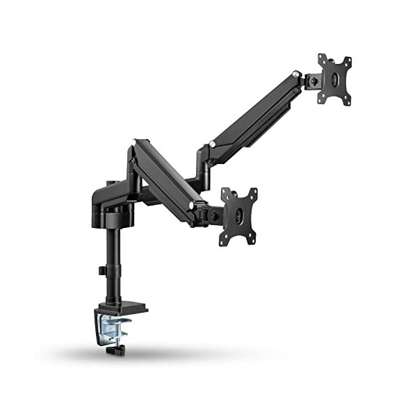 InLine® Support de Bureau avec élévateur Mobile pour Deux écrans jusquà 82 cm 32" Max. 9 kg