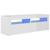 Susany Meuble TV avec LED Banc TV Blanc Brillant 120x35x40 cm