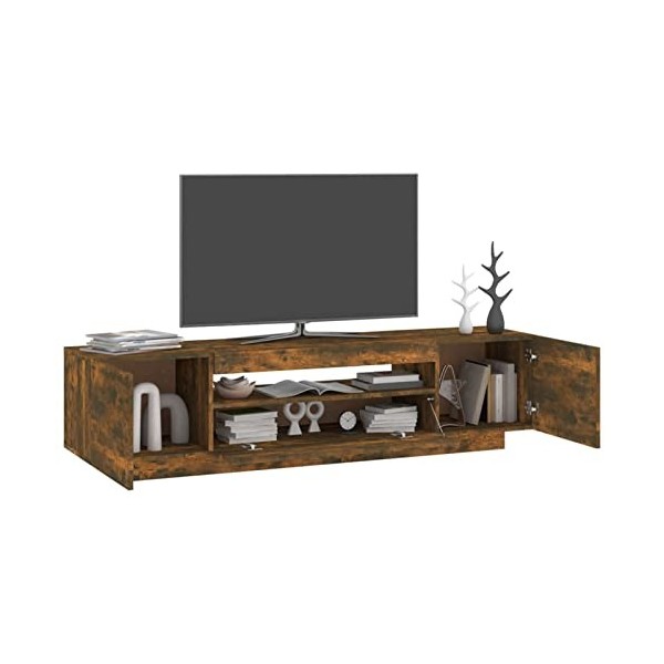 Tidyard Meuble TV avec Lumières LED Meuble TV de Salon Meuble TV à LED Meuble de Salon Chêne fumé 160x35x40 cm