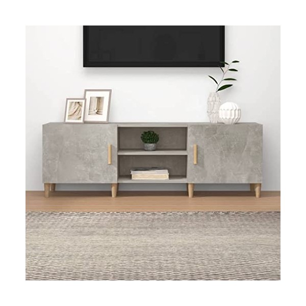 FIRBNUS Meuble TV Gris Béton 150x30x50 cm Bois dingénierie Armoire Stéréo Espace de Divertissement Dessus Robuste Armoire Mé