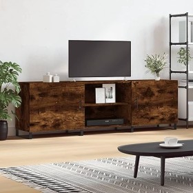 Hovothy Meuble TV Chêne Fumé 150x30x50 cm Bois dingénierie et Fer Armoire Stéréo Espace de Vie Intérieur Décoration Classiqu