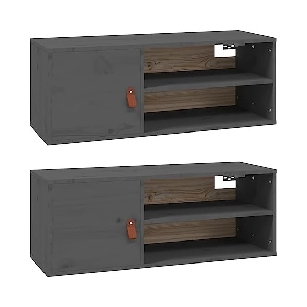 Metrile Lot de 2 armoires murales 80 x 30 x 30 cm avec 2 compartiments ouverts - Meuble pour salon, TV, meuble bas en bois de