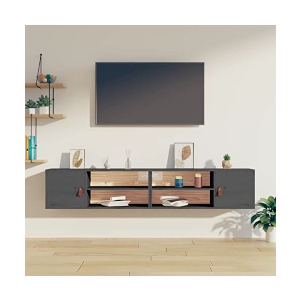 Metrile Lot de 2 armoires murales 80 x 30 x 30 cm avec 2 compartiments ouverts - Meuble pour salon, TV, meuble bas en bois de