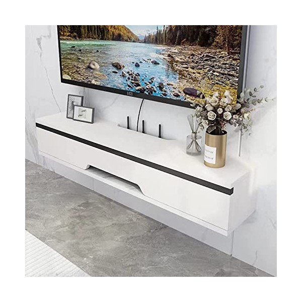 Vendics Étagère de Boîtier Décodeur Pour Meuble Tv Mural, Petite Console Multimédia Murale, Meuble Tv Flottant Meuble Tv, Éta