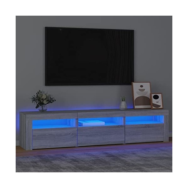 Générique Meuble TV avec lumières LED Sonoma Gris 180x35x40 cm, 37 kg, 3152760, Meubles, Meubles TV