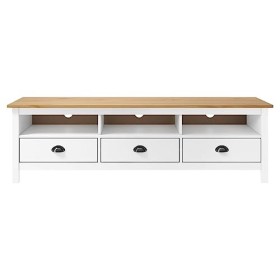 Générique Meuble TV Hill Range Blanc 158x40x47 cm Bois de pin Solide,22 KG,288930, Meubles, Meubles TV