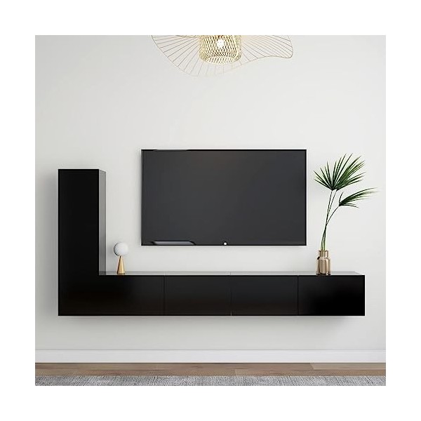 Générique Ensemble de Meuble TV 3 pcs Noir Aggloméré,47.5 KG,3078780, Meubles, Meubles TV