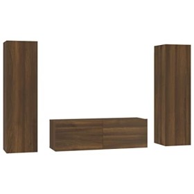 Camerina Ensemble de Meubles TV 3 pcs Chêne Marron Bois dingénierie,Meuble TV,Table Basse Salon Meuble TV,Table Basse LED Co
