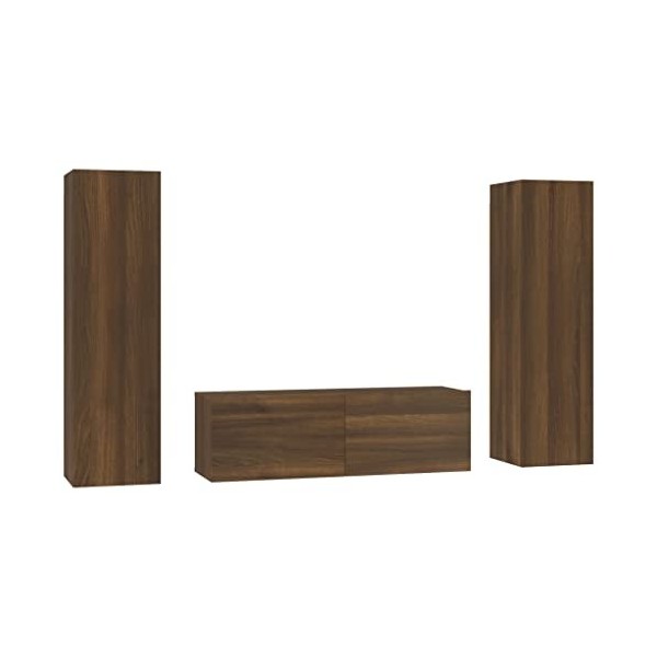 Camerina Ensemble de Meubles TV 3 pcs Chêne Marron Bois dingénierie,Meuble TV,Table Basse Salon Meuble TV,Table Basse LED Co