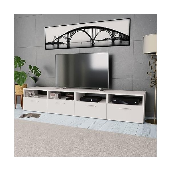 BaraSh Meubles TV 2 pcs Bois d’ingénierie 95x35x36 cm Blanc,Meuble TV Étagère,Meuble dangle TV,Meuble Haut Salon