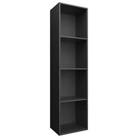 vidaXL Bibliothèque Meuble TV Armoire Basse Meuble de Rangement avec 4 Compartiments Stockage Etagère à Livres Salon Noir Agg