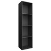 vidaXL Bibliothèque Meuble TV Armoire Basse Meuble de Rangement avec 4 Compartiments Stockage Etagère à Livres Salon Noir Agg