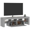 Tidyard Sonoma Meuble TV avec lumières LED et bas Meuble TV Meuble TV TV Table de salon, salle à manger et chambre Gris 140 x