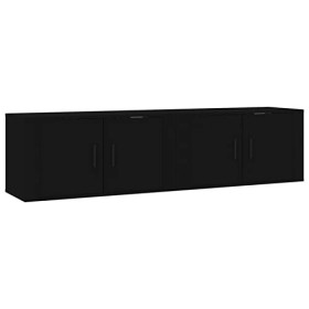 Camerina Meubles TV muraux 2 pcs Noir 80x34,5x40 cm,Meuble TV,Table Basse Salon Meuble TV,Table Basse LED Couleurs