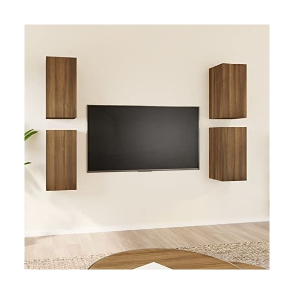 heybb Meubles TV 4 pcs Chêne Marron 30,5x30x60 cm Bois dingénierie,Meuble TV,Table Basse Salon Meuble TV,Table Basse LED Cou